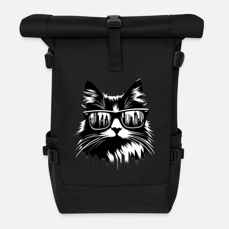 Cat Cool Sonnenbrille - Rolltop Rucksack - Schwarz