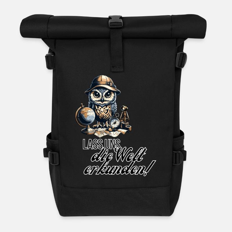 Explorons le monde Hibou - Sac à dos roll top - noir