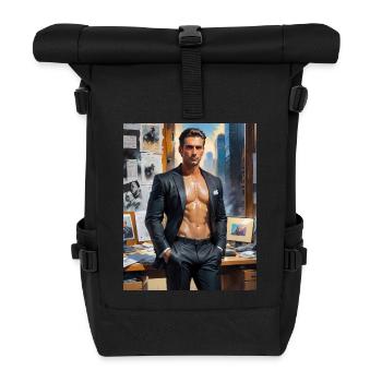 Hübsche Männer mit muskulösem Körper – Geschäftsmänner - Rolltop Rucksack - Schwarz - Vorne