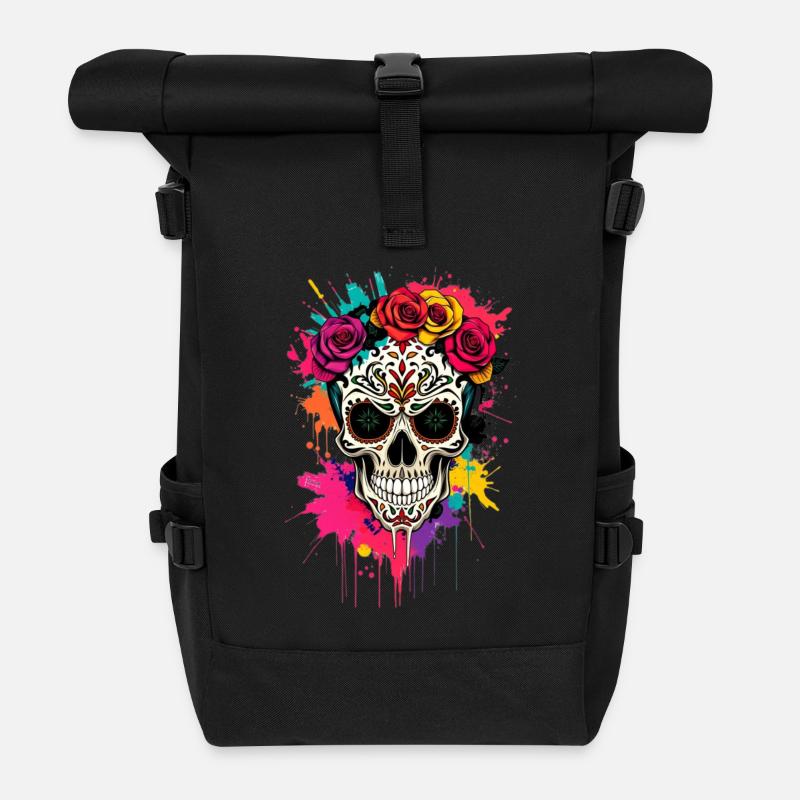 Viva Vida Skull - Rolltop Rucksack - Schwarz
