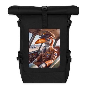 Dinos leben heute – Flugsaurier als Pilot - Rolltop Rucksack - Schwarz - Vorne