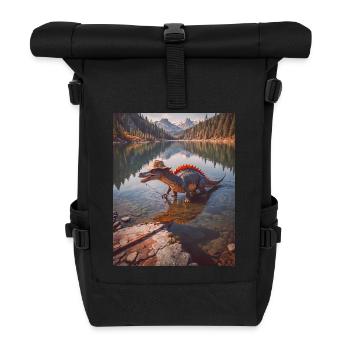 Dinosaur living Spinosaurus is fishing - Roll Top Backpack - black - Front