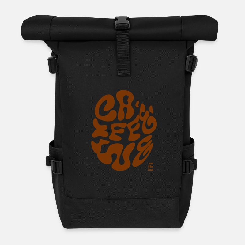 Impression caféine pour tous les amateurs de café - Sac à dos roll top - noir