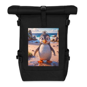 super cute birds around the world – Pinguin - Roll Top Backpack - black - Front