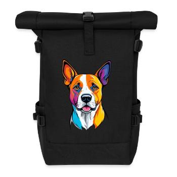 Hund mit Bundes Gesicht - Rolltop Rucksack - Schwarz - Vorne
