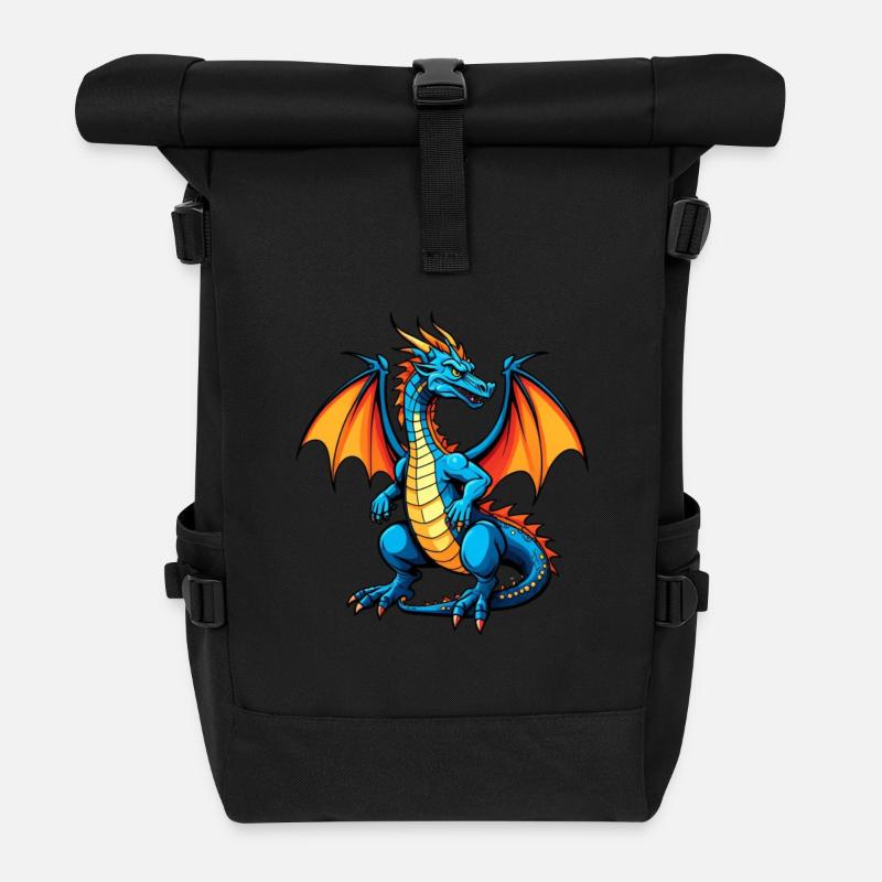Blauer Dragon - Rolltop Rucksack - Schwarz