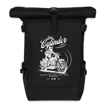 One Cylinder Retro motorcycle biker gift - Roll Top Backpack - black - Front