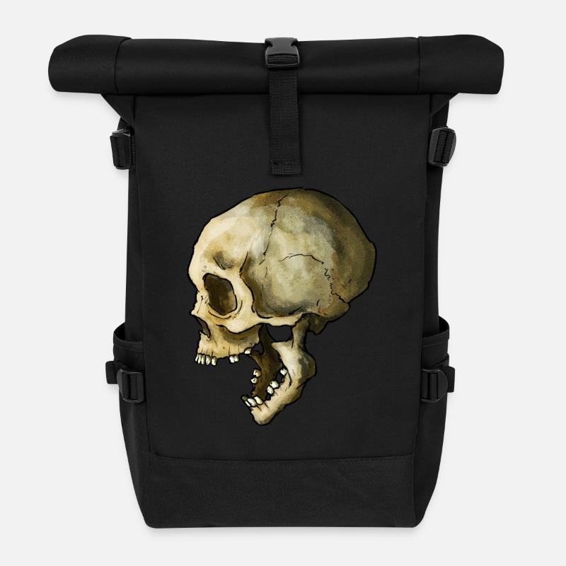 Skull - Roll Top Backpack - black
