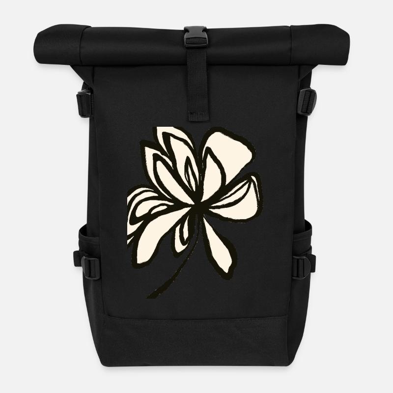 Floral simplicity - timeless design - Roll Top Backpack - black
