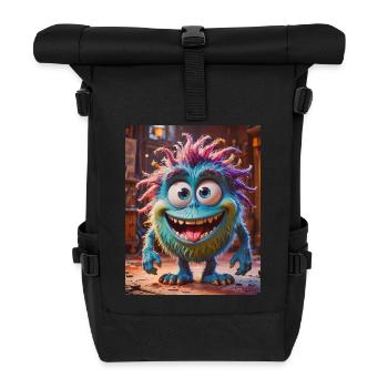 Happy Halloween cute monster wild hair scary funny - Roll Top Backpack - black - Front