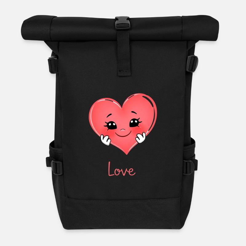 Süßes Herz Design - Rolltop Rucksack - Schwarz