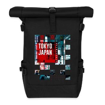 Tokio Japan Asien Skyline Stadt Metropole Modern - Rolltop Rucksack - Schwarz - Vorne