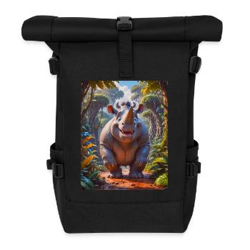super cute african animals– Meerkat - Roll Top Backpack - black - Front