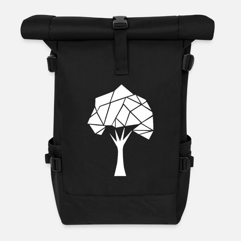 Geometrischer Polygon-Baum - Rolltop Rucksack - Schwarz
