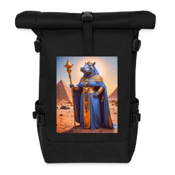 Ammit, monstrous beast, waiting by the scales of j - Roll Top Backpack - black - Front