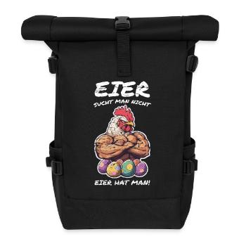 Eier Ostern Hahn Osteroutfit lustig - Rolltop Rucksack - Schwarz - Vorne