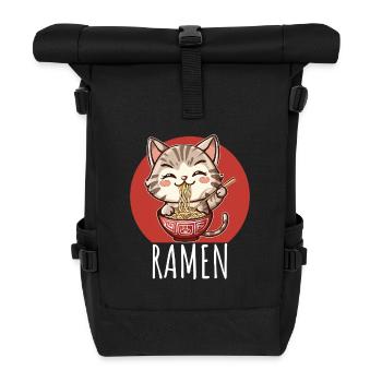 Ramen Kawaii Katze Japan Anime Manga Cat Neko - Rolltop Rucksack - Schwarz - Vorne