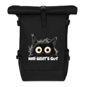 Sarkastische Katze Mir geht's gut lustiger Spruch - Rolltop Rucksack - Schwarz - Vorne
