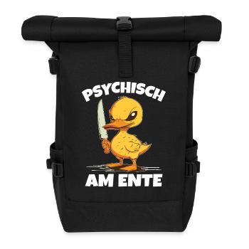 Psychisch am Ente - Rolltop Rucksack - Schwarz - Vorne