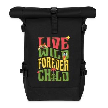 Live Wild Forever Child - Rolltop Rucksack - Schwarz - Vorne