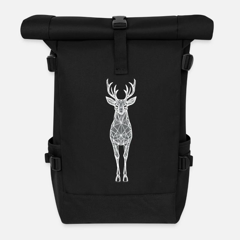 Geometric Animal Silhouette - Roll Top Backpack - black