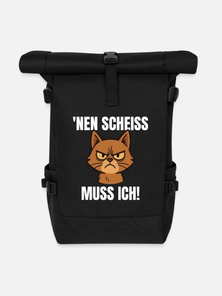 Lustige Katze Mittelfinger N Scheiß - Rolltop Rucksack - Schwarz
