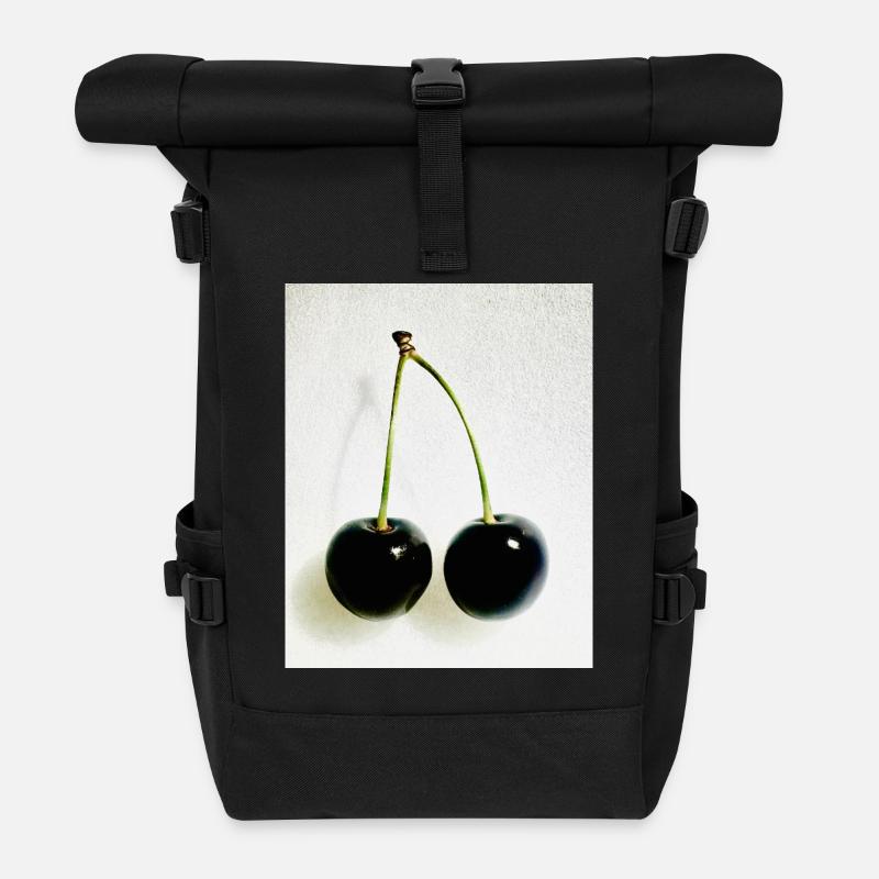 Kirsche - Rolltop Rucksack - Schwarz