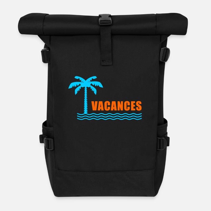 VIVE LES VACANCES. VACANCES. BONNES VACANCES - Sac à dos roll top - noir
