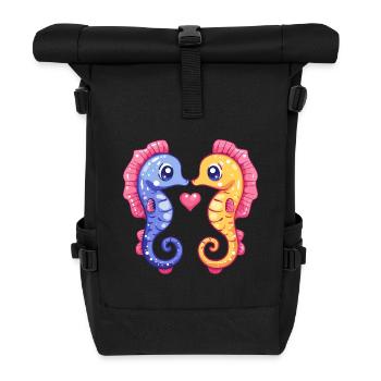 Seahorse Couple Love Valentine's Day - Roll Top Backpack - black - Front