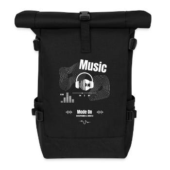 Music - Headphones & Hustle - Rolltop Rucksack - Schwarz - Vorne
