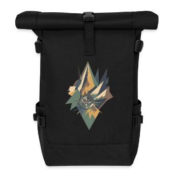 Kompass Berge - Rolltop Rucksack - Schwarz - Vorne
