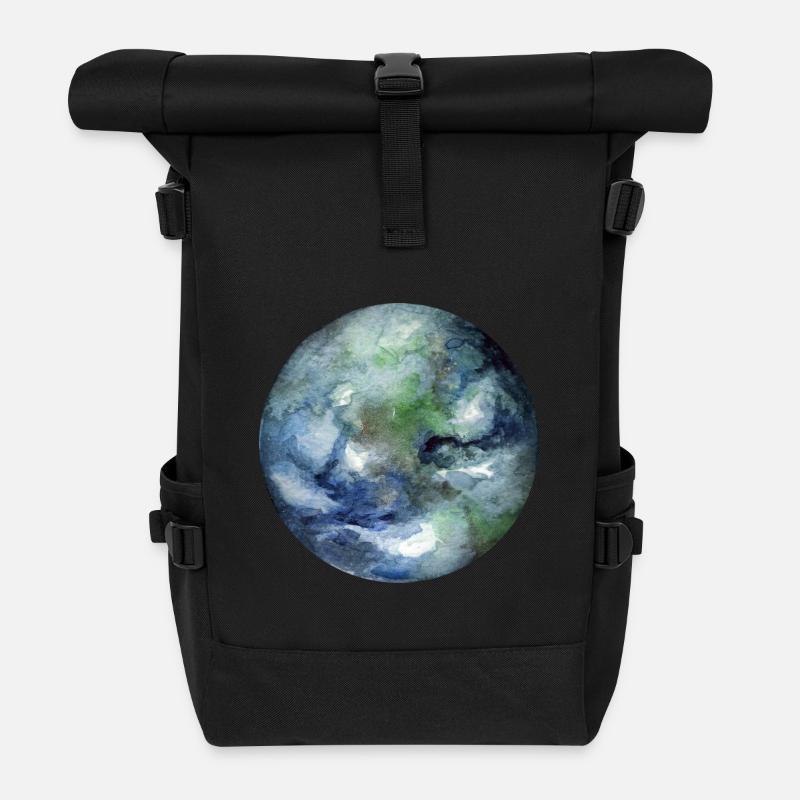 Planet Erde - Rolltop Rucksack - Schwarz