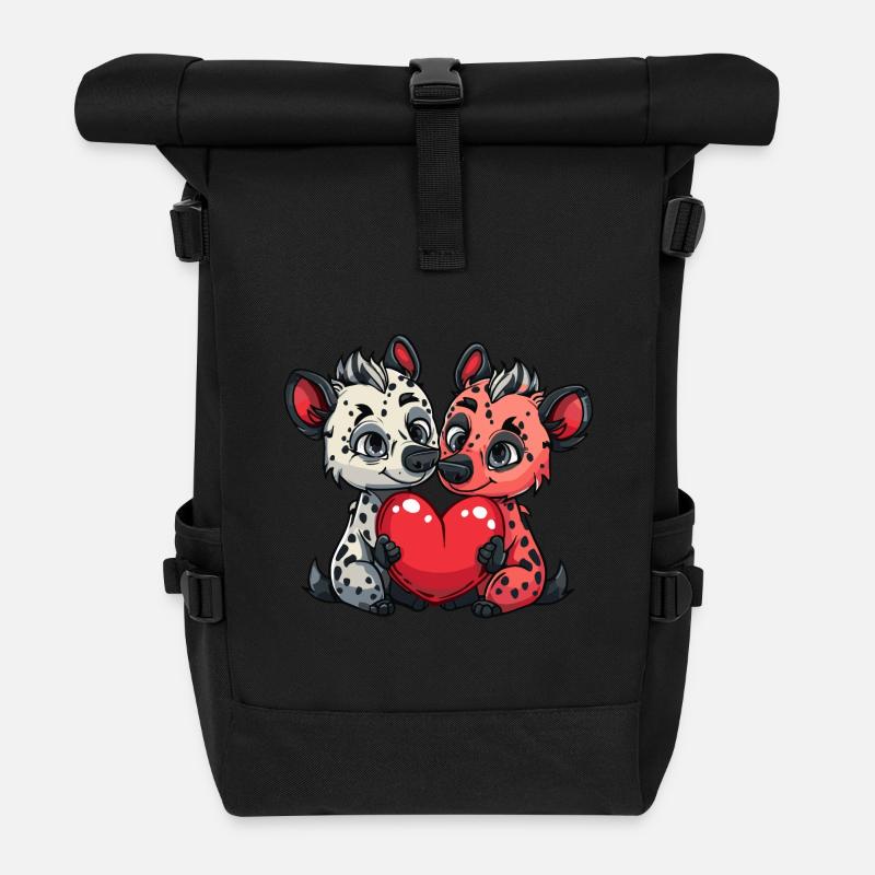 Hyäne Paar Liebe Valentinstag - Rolltop Rucksack - Schwarz