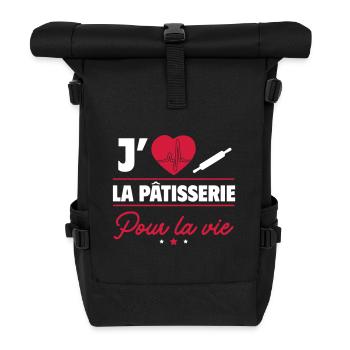 J'aime la pâtisserie pour la vie et les délices ! - Sac à dos roll top - noir - Devant