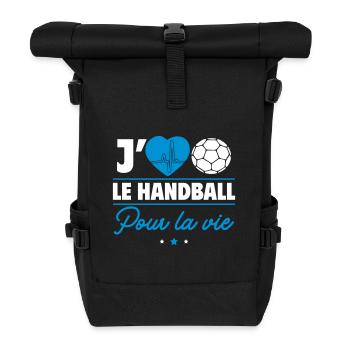J’aime le handball pour la vie, c’est ma passion ! - Sac à dos roll top - noir - Devant