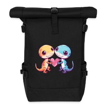 Lézard Gecko Lézard Couple Amour Saint Valentin - Sac à dos roll top - noir - Devant