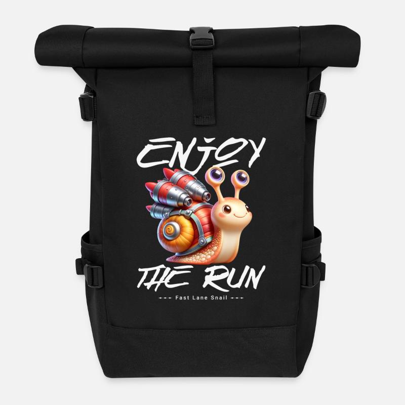 Enjoy the Run Turbo Snail - Rolltop Rucksack - Schwarz