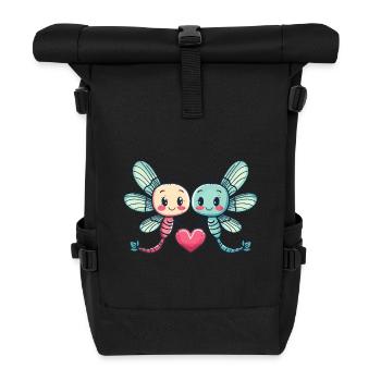 Libelle Paar Liebe Valentinstag - Rolltop Rucksack - Schwarz - Vorne
