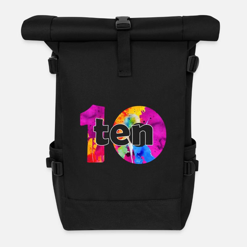 ZEHN 10 JAHRE JUNGE 10. GEBURTSTAG - Rolltop Rucksack - Schwarz