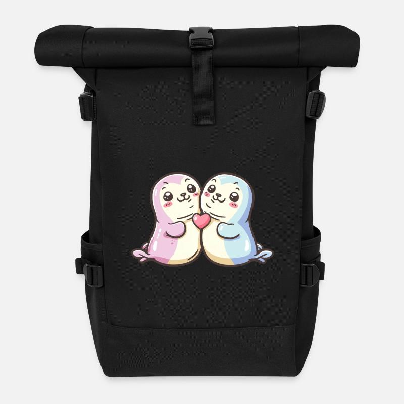 Robbe Paar Liebe Valentinstag - Rolltop Rucksack - Schwarz