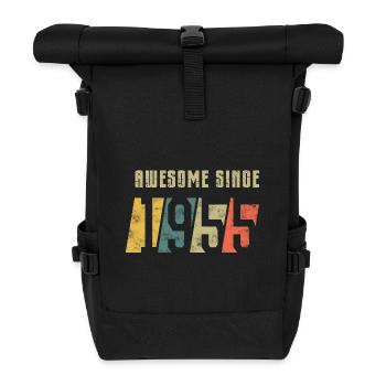 70. Geburtstag Jahrgang 1955 - Rolltop Rucksack - Schwarz - Vorne
