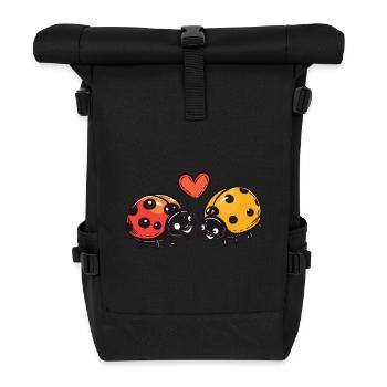 Marienkäfer Paar Liebe Valentinstag - Rolltop Rucksack - Schwarz - Vorne