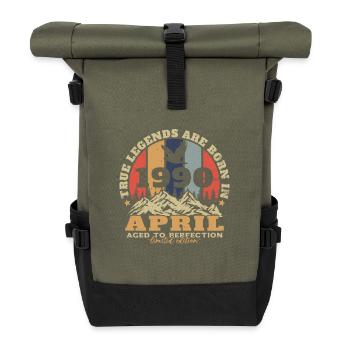 April 1990 Vinatge Birthday Gift - Roll Top Backpack - olive/black - Front