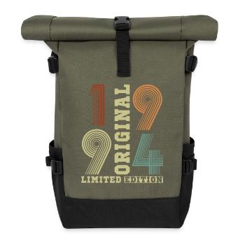 Vinatge 1994 Geburtstagsgeschenk - Rolltop Rucksack - Olive/Schwarz - Vorne
