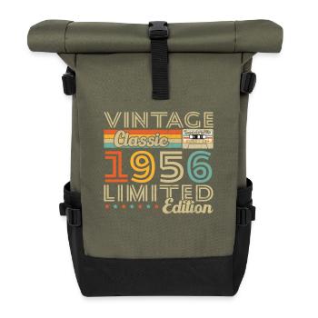 Vinatge 1956 Geburtstagsgeschenk - Rolltop Rucksack - Olive/Schwarz - Vorne