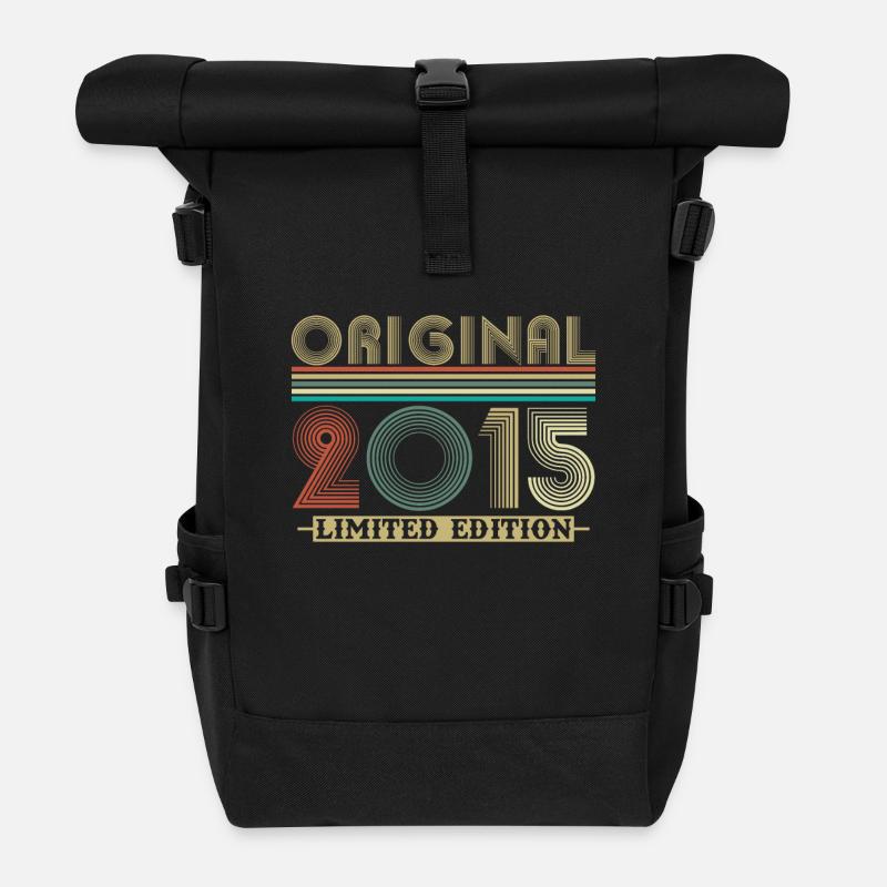 Original 2015 Vintage Retro Jubiläumsgeschenk - Rolltop Rucksack - Schwarz