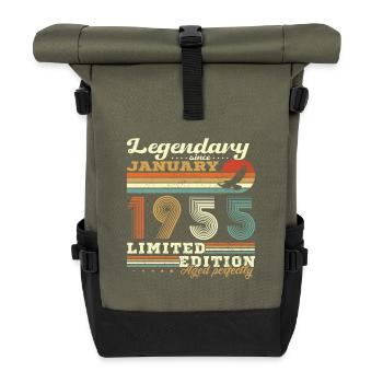 70 Years Birthday Gift Born In January 1955 - Roll Top Backpack - olive/black - Front