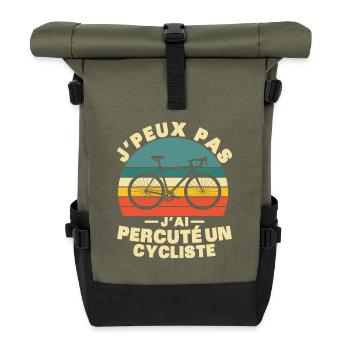 Ich kann nicht, ich fahre einen Radfahrer an - Rolltop Rucksack - Olive/Schwarz - Vorne