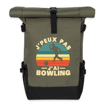 Ich kann nicht bowlen - Rolltop Rucksack - Olive/Schwarz - Vorne