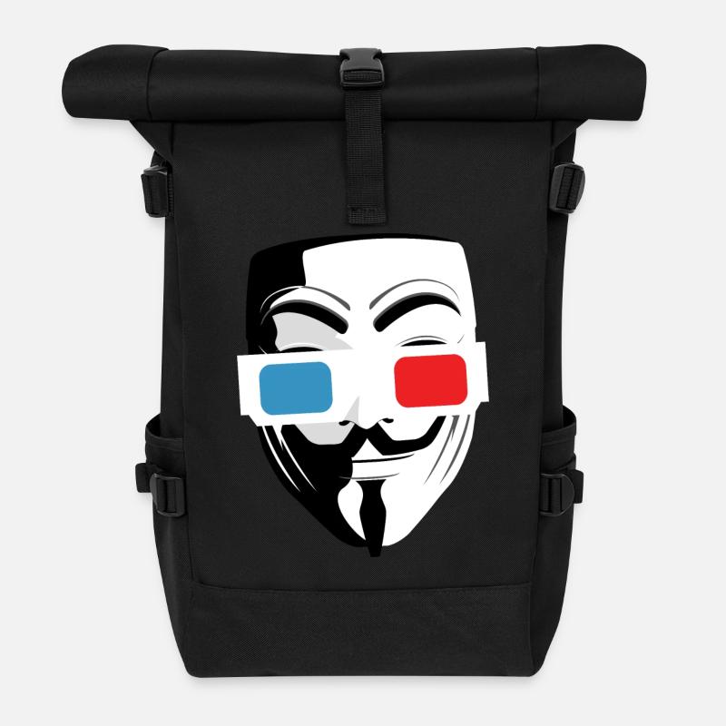 3D-Kino Brille Maske - Rolltop Rucksack - Schwarz